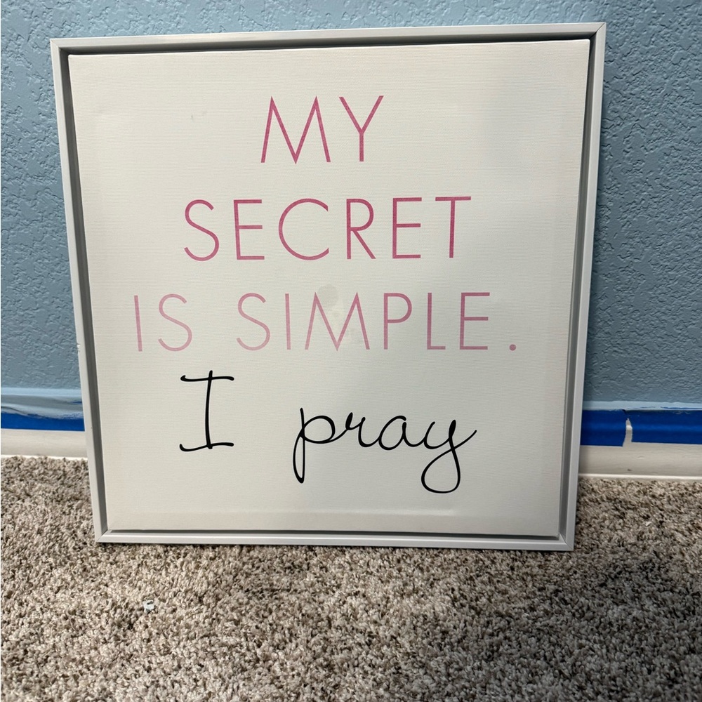 Inspirational Wall Art with Pink and Black Text